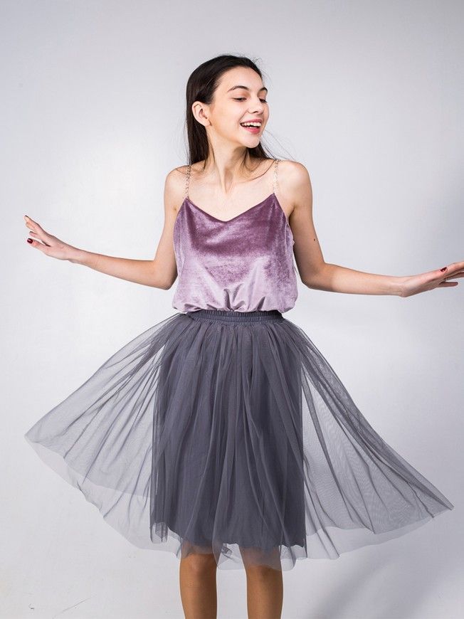 Graphite Gray Tulle skirt AIRSKIRT CASUAL midi
