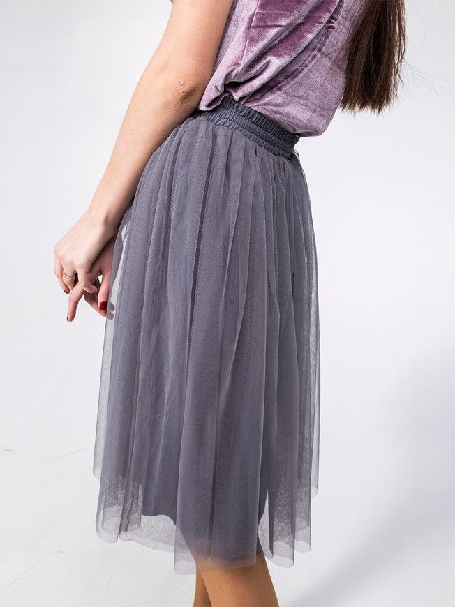 Graphite Gray Tulle skirt AIRSKIRT CASUAL midi