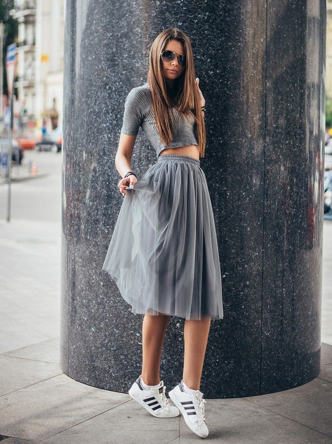 Graphite Gray Tulle skirt AIRSKIRT CASUAL midi