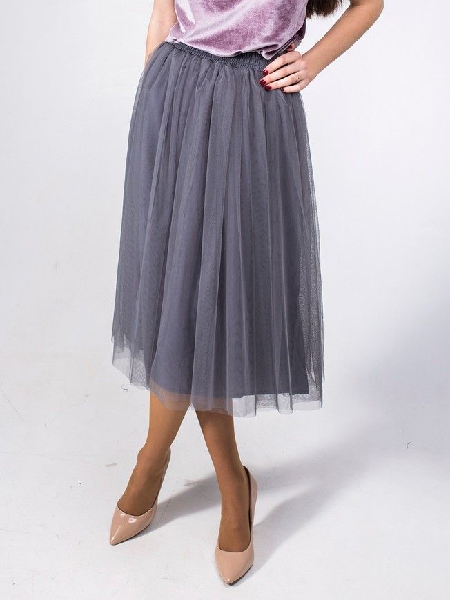 Graphite Gray Tulle skirt AIRSKIRT CASUAL midi