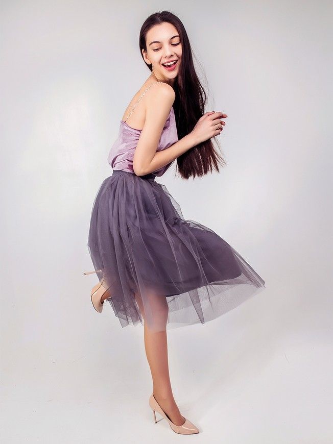 Graphite Gray Tulle skirt AIRSKIRT CASUAL midi