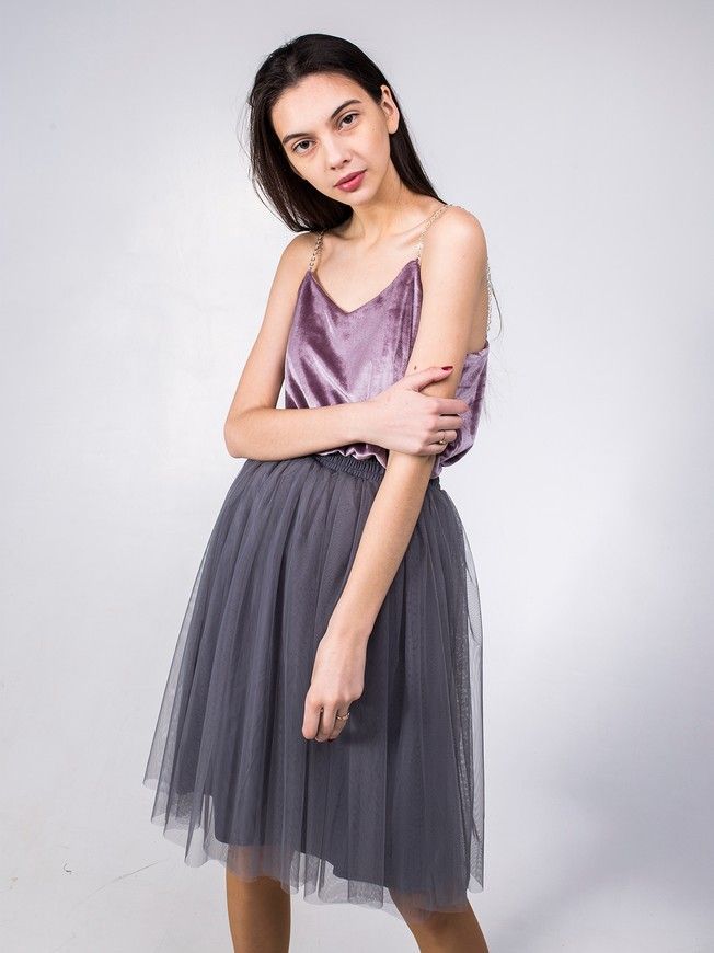 Graphite Gray Tulle skirt AIRSKIRT CASUAL midi
