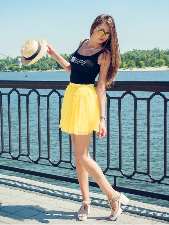 Yellow Tulle skirt Airskirt mini