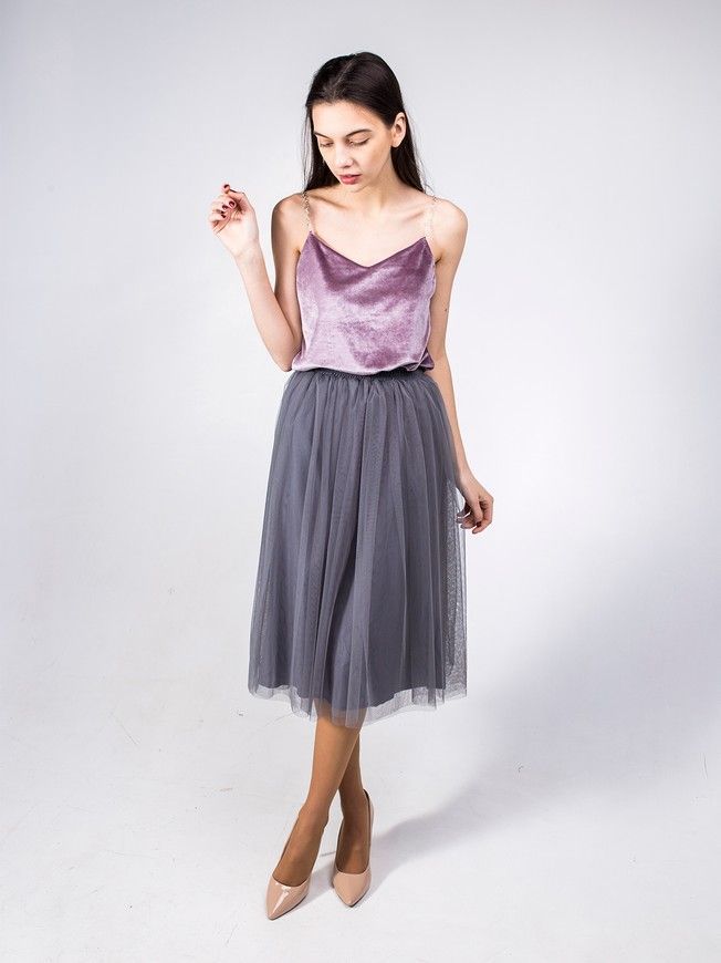 Graphite Gray Tulle skirt AIRSKIRT CASUAL midi