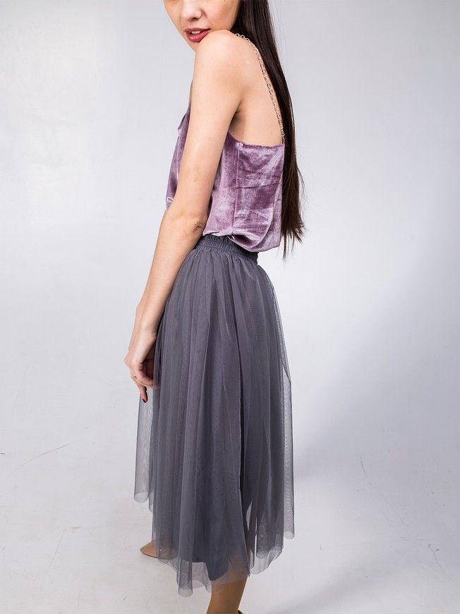 Graphite Gray Tulle skirt AIRSKIRT CASUAL midi