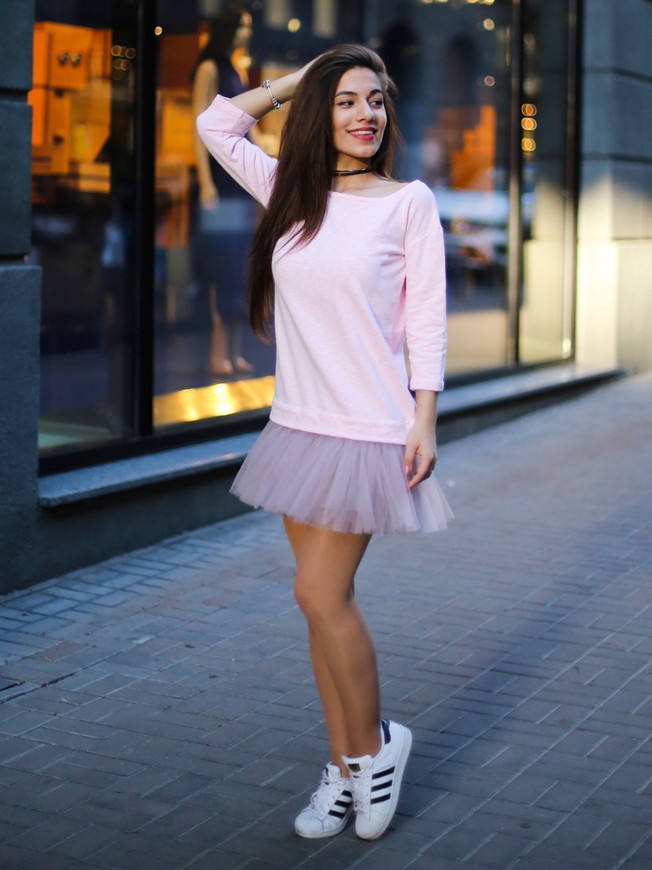 Платье-конструктор AIRDRESS розовое со съемной дымчато-серой юбкой