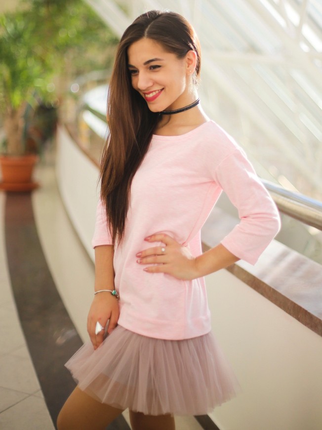 Платье-конструктор AIRDRESS розовое со съемной дымчато-серой юбкой