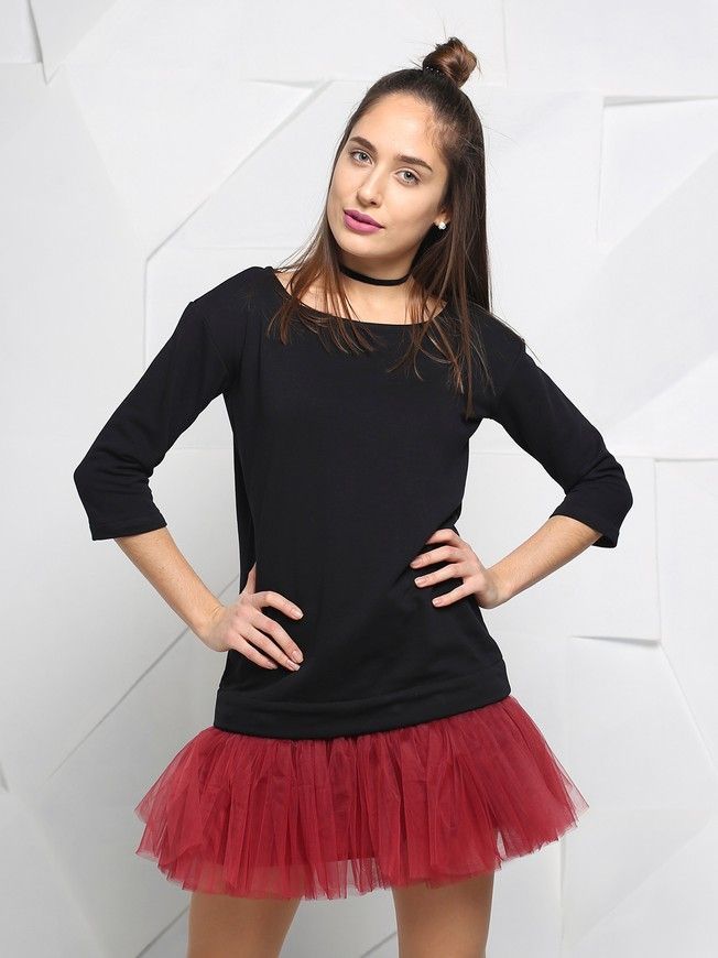 Constructor-dress black Airdress with removable marsala skirt